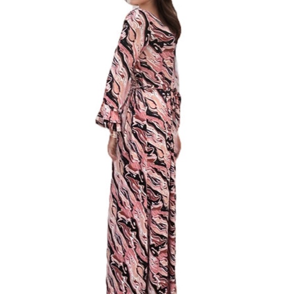 DEVORAH'S SECRET Maxi Dress Abstract Pink Print - Picture 8 of 9